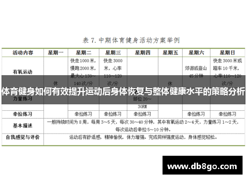 体育健身如何有效提升运动后身体恢复与整体健康水平的策略分析